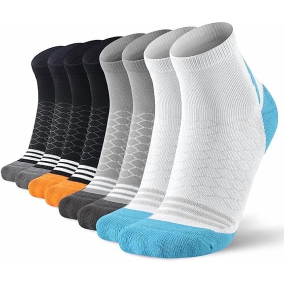 Mqamex 4-Pack Men's Athletic Ankle Socks,Compression Socks for Men,Sizes 10-15