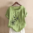 thumbnail image 2 of Gibobby Playera de Verano para Mujer Nueva camiseta algodón informal con estampado Retro literario y artístico elegante para mujer(Verde,G), 2 of 4