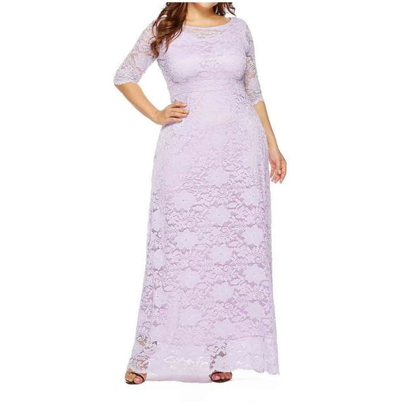 Plus Size Dress for Women Half Sleeve Floral Lace Maxi Dress Cocktail Dresses for Women Wedding Guest with Pockets
