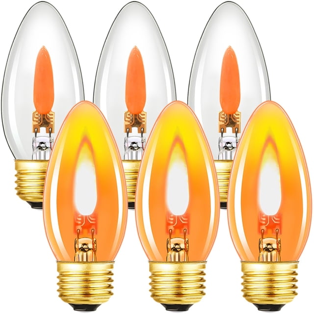 Bombillas LED de Llama Leools E26 para Candelabro, Vela de Repuesto 1W Paquete de 6