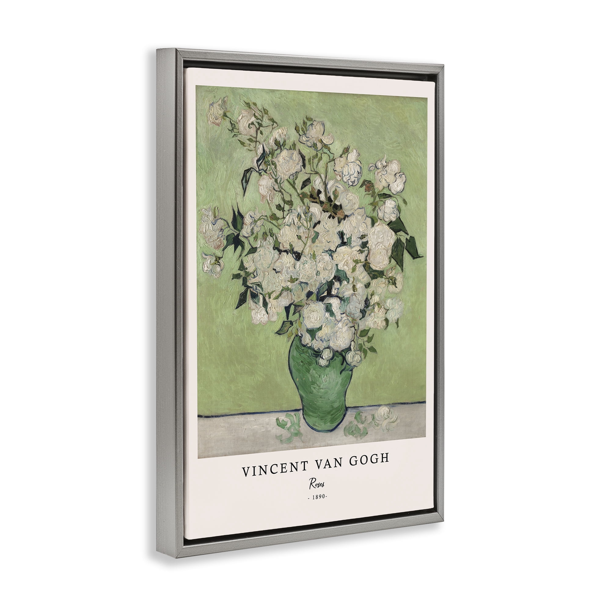 Stupell Industries Classic Roses Van Gogh Gray Framed Floater Canvas Wall Art, design by Vintage Hustle