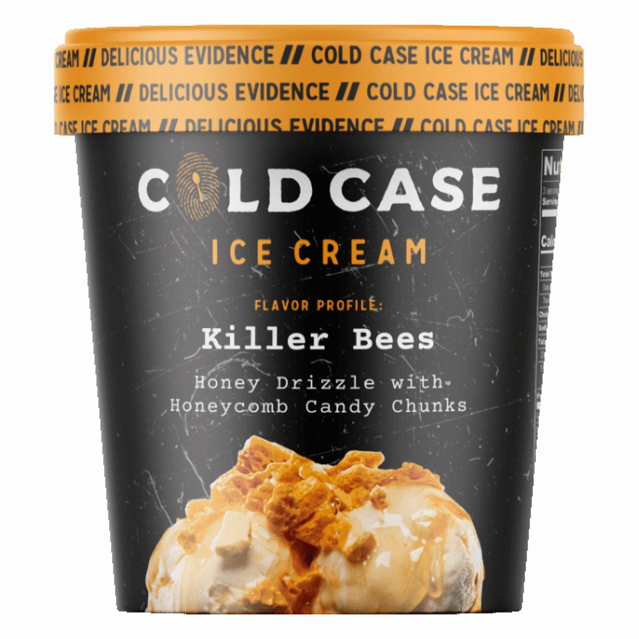 Cold Case Ice Cream Killer Bees Flavor - Gourmet Vanilla Ice Cream with Honeycomb Candy Chunks & Sweet Honey Drizzle - 1 Case, 6 Pints,16 oz/Pint (Frozen)