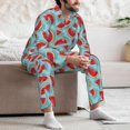 thumbnail image 7 of Honeii Watermelon Pattern Mens Pajamas Set,2pcs Men's Lounge Long Sleeve Sleep Shirt and Pajama Bottoms Sleepwear Set,Mens Pjs Sets-Small, 7 of 7