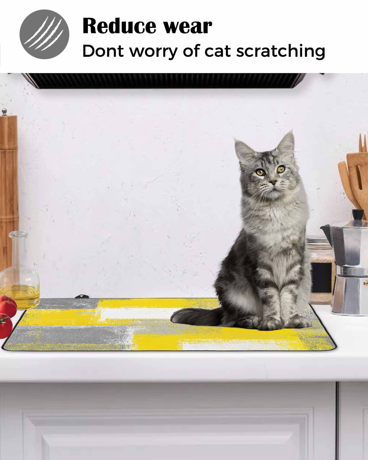 nqOlkjepod Large Induction Cooktop Protector Mat 36"x21", Yellow Grey Stove Top Covers for Electric Stove, Rustic Mottled Oil Painting Abstract Texture Stove Burner Cover Mats, Glass Top Stove Cover