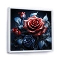 thumbnail image 2 of Designart "Crimson And Azure Bloom" Roses Floater Framed Canvas Wall Art, 2 of 5