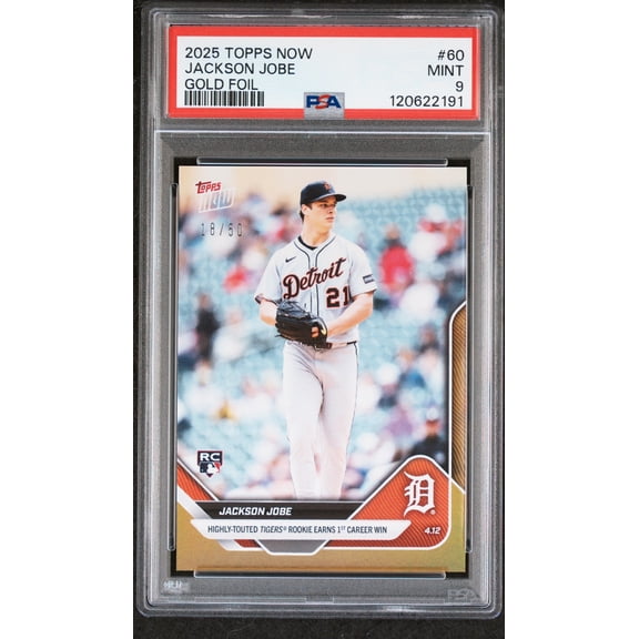 Graded 2025 Topps Now Jackson Jobe #60 Gold Foil /50 Rookie RC Baseball Card PSA 9 Mint