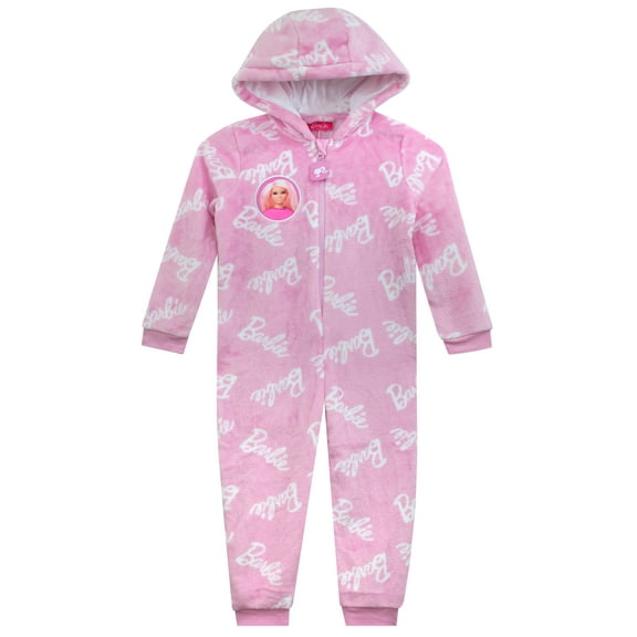 Barbie Girls Fleece Onesie Light Pink Sizes 5-14