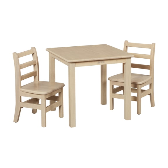 24in x 24in Hardwood Table and Chair Set, 12in Seat Height