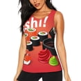 thumbnail image 1 of Balery Sushi Camiseta sin mangas estampada ligera para mujer, tops de entrenamiento sin mangas, camisetas de yoga transpirables de secado rápido.-X-Large, 1 of 7