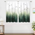 thumbnail image 4 of Green Misty Forest Small Kitchen Curtains Nature Window Treatment Tree Woodland Rod Pocket Cafe Short Curtains for Bathroom Dining Laundry Room Mountain Tier Treatment Drapes 26x36 inch, 4 of 6