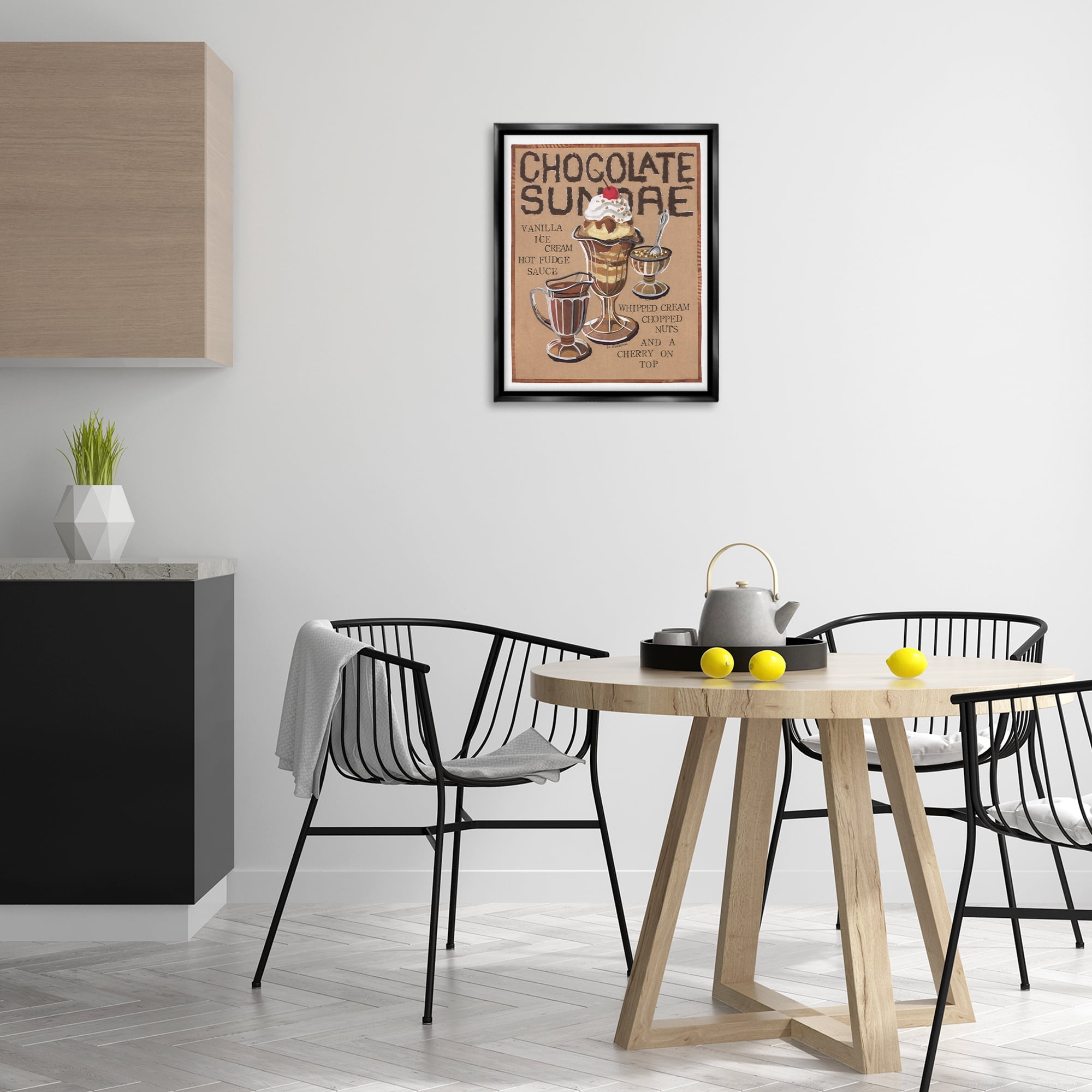 Stupell Industries Chocolate Sundae Recipe Food & Beverage Painting Black Floater Framed Art Print Wall Art, 17 x 21