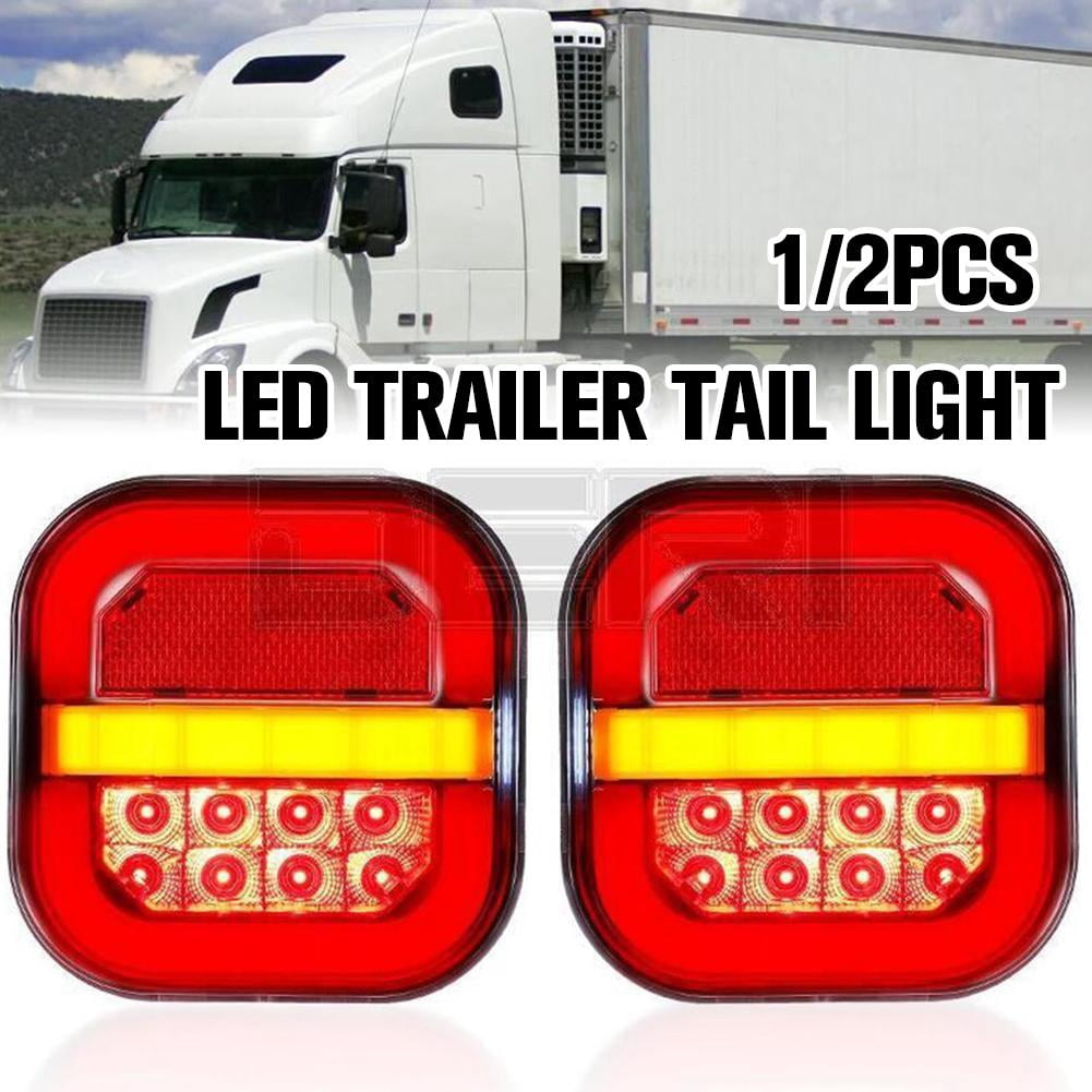 2PCS Square LED Trailer Lights, Red & White Stop Turn Tail Brake Running Lamps, 12-24V IP67 Waterproof for Camper Truck Boat RV