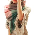 thumbnail image 6 of harmtty Fashion Women Winter Colorful Plaid Print Scarf Tassel Trim Imitation Thick Shawl Elegant Large Long Warm Scarf Fashion Accessories Dark Green, 6 of 7