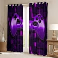 thumbnail image 2 of Feelyou Purple Game Controller Blackout Curtains Set of 2 (52x84 Each), Neon Honeycomb Abstract Window Curtains, Teens Kids Boys Girls Curtains and Drapes, Curtains and Drapes Decor, 2 of 6