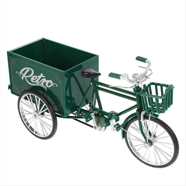 Mini Tricycle Finger Bikes Shelf Accessories Decor Bicycle Model Tricycle Model Statue Miniature Tricycle Model Bike,1 * Decorations,Green