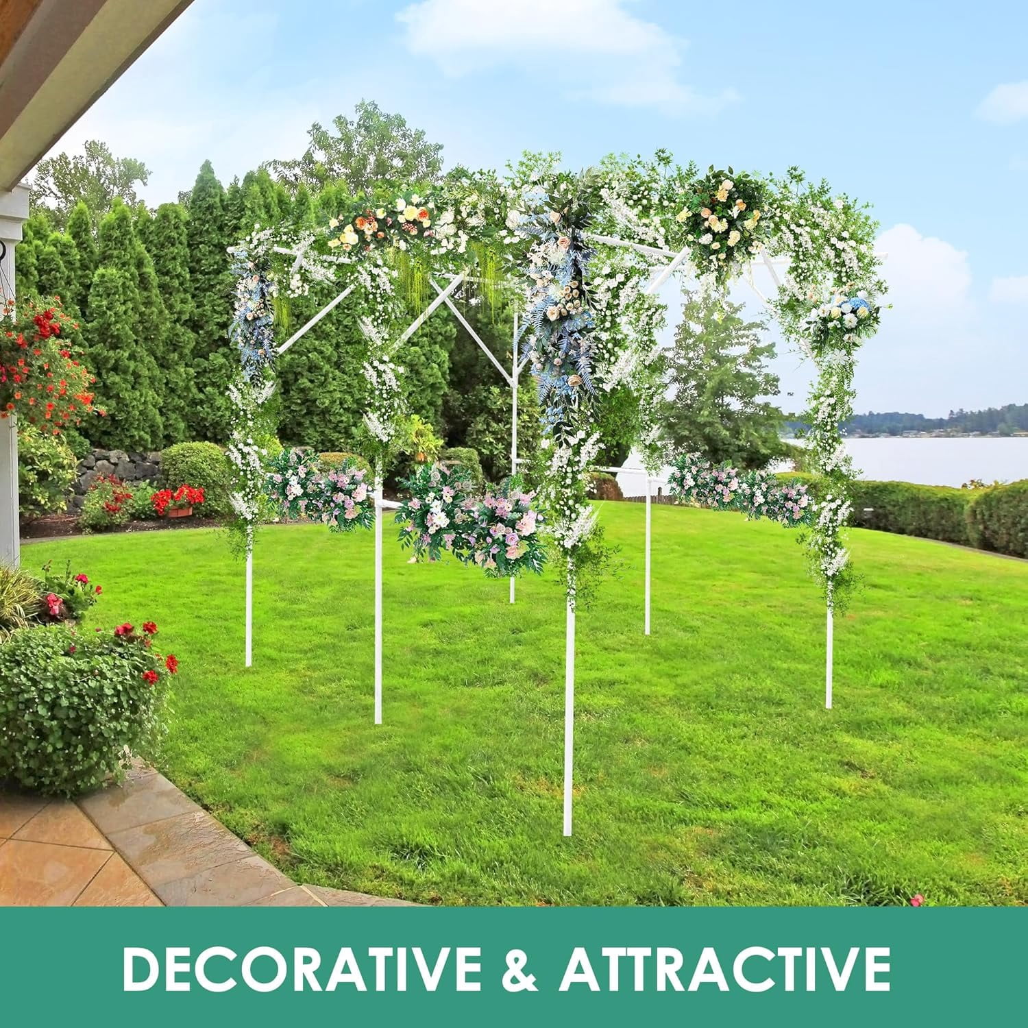 Grape Vine Trellis - Large Outdoor Garden Arch Trellis for Climbing Plants - Size: 79 * 59 * 79 inches, Plant Support Rack Trellises for Vegetables Fruits Cucumber Pea Bean, White