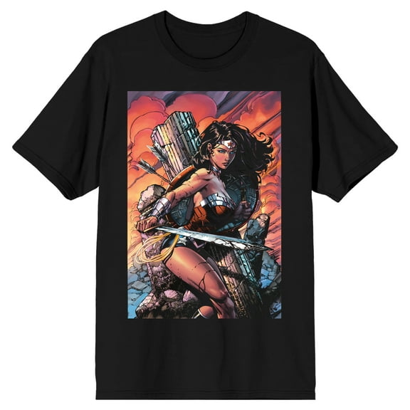 Wonder Woman Original Artwork Men's Black Graphic Tee-Large