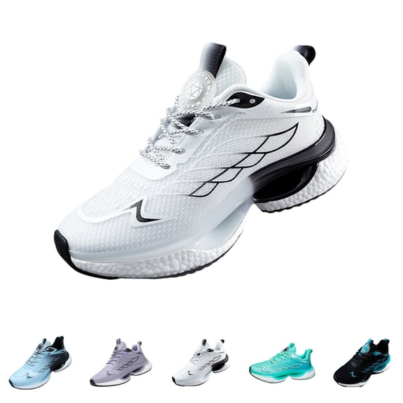 Domzle Sneakers for Women Lightweight Breathable Mesh Shoes Cloud Cushion Non-slip Sole, Wide Toe Box, Supportive Comfort for Feet Black