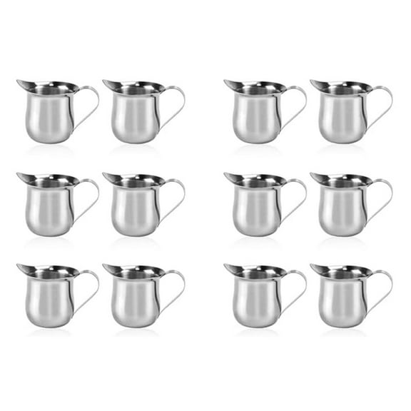 12Pcs Bell Creamers 90Ml/3Oz Mini Creamer Jug Stainless Steel Milk Pitcher Cup Coffee Frothing