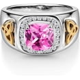 thumbnail image 2 of Divine_creation 2.00 Ct Cushion Cut Pink Sapphire Engagement Wedding Mens Ring 14K White Gold Plated 925 Sterling Silver -6, 2 of 2