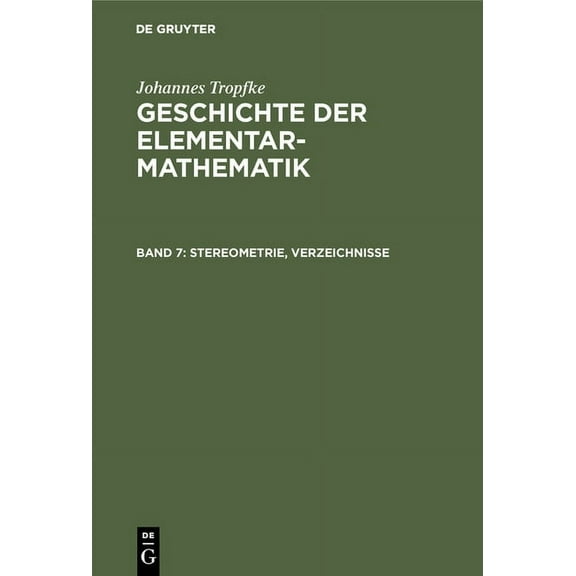 Stereometrie, Verzeichnisse, (Hardcover)