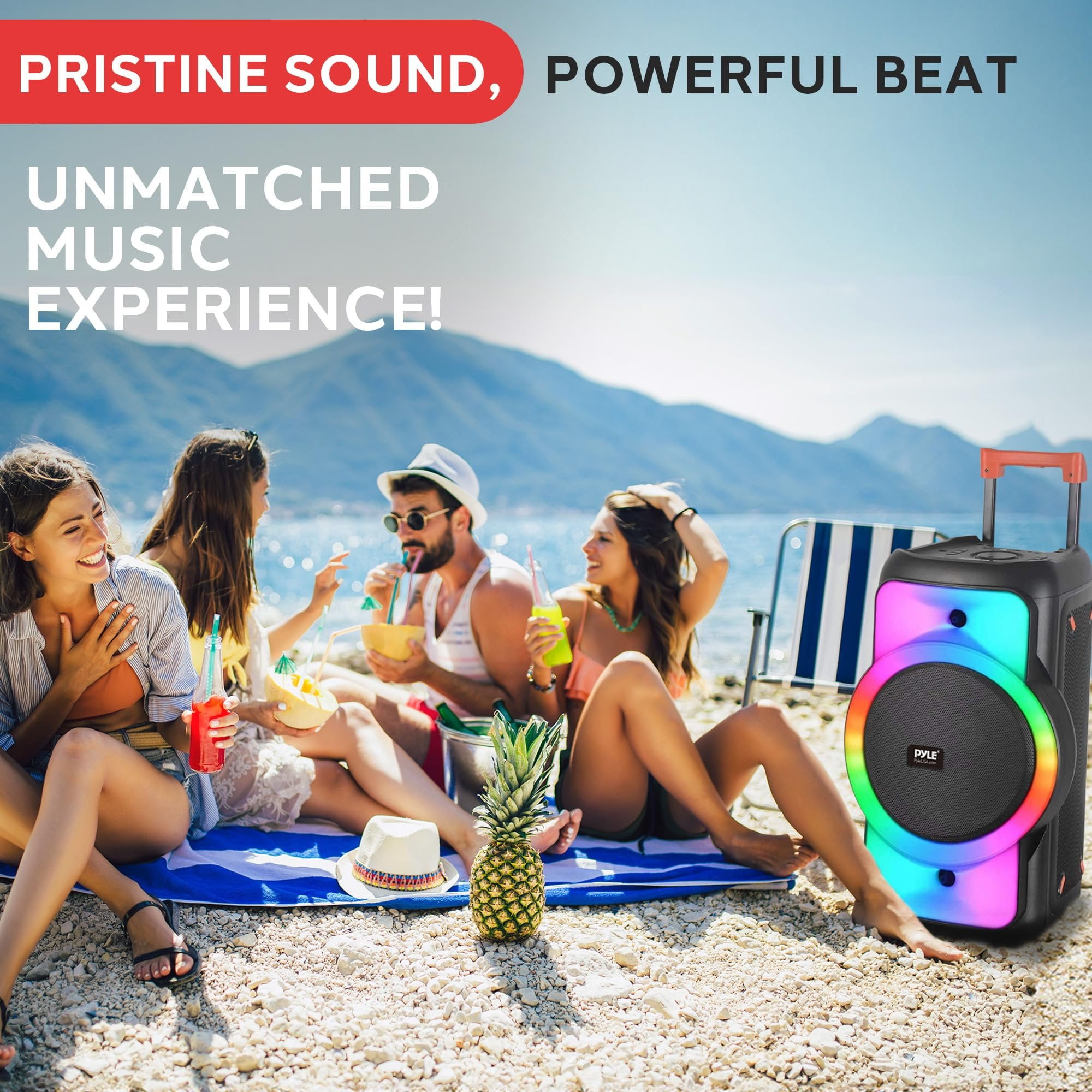 Pyle Audio Large Bluetooth Party Speaker - Big Bluetooth Speaker with True Wireless Stereo System - Enjoy Powerful Bass and Clear Treble - Big Speaker with Carry Bag - PPHP1979BG - 160W