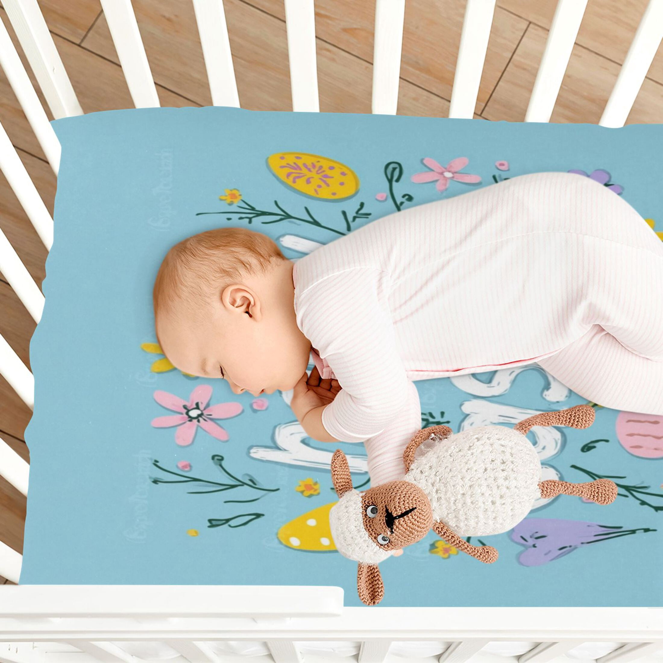 Baby Essentials 52”x 28”- Standard Cotton-like Modal Elastic- Easter Graffiti Design Crib Sheets for Newborns and Toddlers