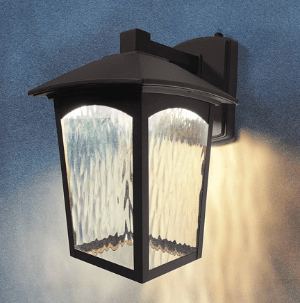 Maxxima LED Porch Lantern - Outdoor Wall Light, Bronze w/Water Glass, Photocell Dusk to Dawn Sensor, 800 Lumens, 3000K Warm White, Ideal Fixture for Backyard Patio and Front Door Lighting