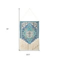 thumbnail image 5 of 26" X 45" Blue Aqua and Ivory Floral Cotton Macrame Hanging Tapestry Wall Decor, 5 of 8