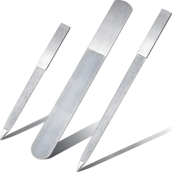 FACEGA 3 Pieces Diamond Nail File Set Stainless Steel Double Side Nail File Metal Sapphire Buffer File Manicure Files for Salon Home and Travel