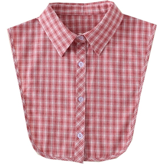 Zhengup Cotton Plaid Fake Collar Detachable Dickey Collar Half Shirts Blouse False Collar Top for Women Girls Outfits