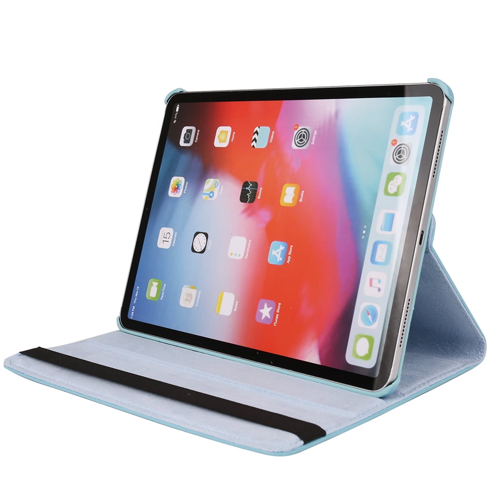 iPad Pro 11" Case - Vegan Leather Portfolio Case For Apple iPad Pro 2018 With Folding Auto Sleep / Wake Cover And Built-In Multi-Angle Stand (Aqua)