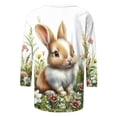 thumbnail image 5 of VKOYWKM Womens Summer Tops 3/4 Sleeve Easter Shirts Easter Eggs Bunny Print Tee Tops Crew Neck Holiday T Shirts Cute Family Happy Easter Clothes, 5 of 6