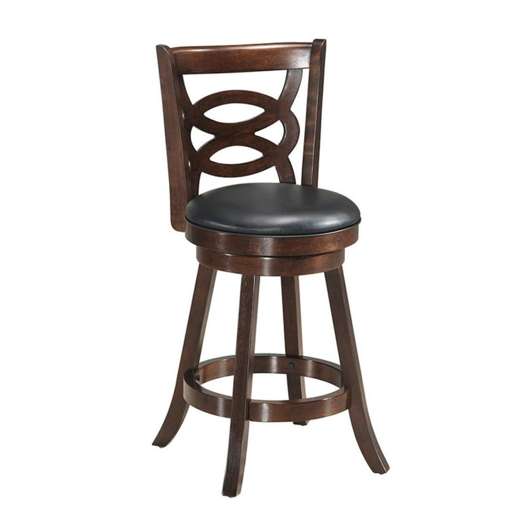 Demi Bonn 24" Counter Height Upholstered Espresso Swivel Bar Stools, Dining Chair with Cushion Seat, Brown