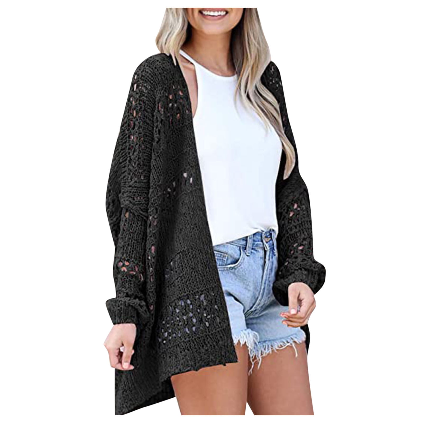 outfmvch sweaters for women open front crochet knit cardigan