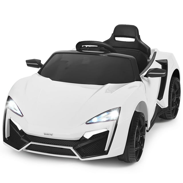 Costway 12V Kids Ride On Car 2.4G RC Electric Vehicle w/ Lights MP3 Openable Doors White