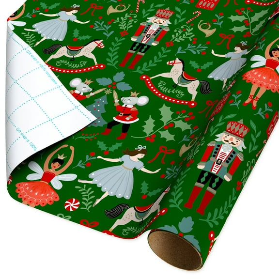 Green Nutcracker Christmas Wrapping Paper, 160 sq ft, by Holiday Time
