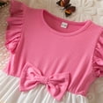 thumbnail image 5 of Fesfesfes Girls'Summer Solid Color Short Sleeve Crew Neck Elastic Waistband Dress with Pockets Casual Comfortable Cotton Blend Dress for Kids(Pink#1,9 Months), 5 of 9