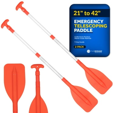 Five Oceans Boat Paddle, Emergency Paddle - 2-Pack Telescoping Paddle, Boat Paddles, Floating Orange Paddle, Extends from 21" to 42", Easy Storage Compact Design, Strong Aluminum Shaft - FO2898-M2