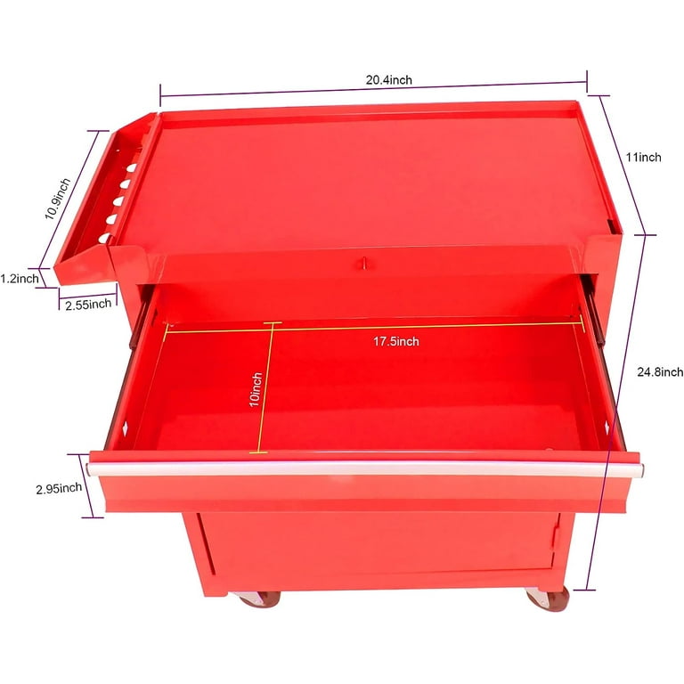 LoLado 5 Drawers Rolling Tool Box Organizer, Tool Chest with Wheels, Bottom  Cabinet and One Adjustable Shelf Snap on Tool Box Rolling Garage Workshop  Storage Cabinet - Red 