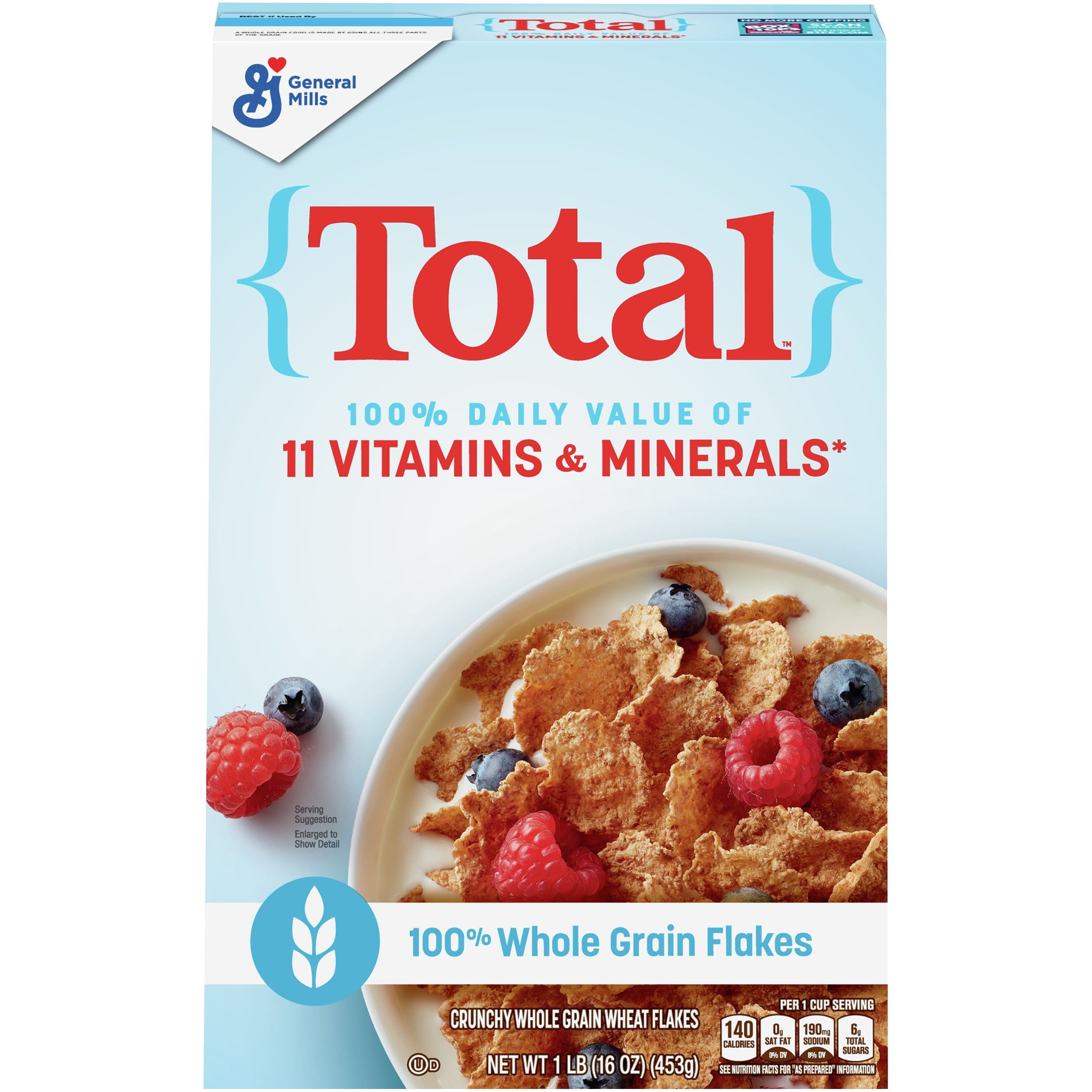 Total, Cereal, with Whole Grain Flakes, 16 oz