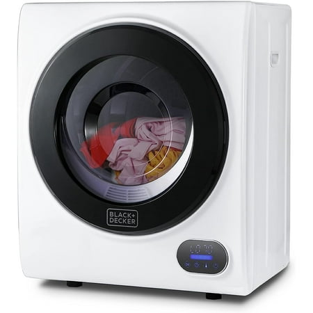BLACK+DECKER BCED15 Compact Clothes Dryer, 1.5 Cu. Ft. 850W Electric Dryer, 120V Vented Portable Dryer with Stainless Steel Drum, Mini Dryer for 3.3 lbs. of Laundry for Standard Wall Outlet