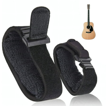 2-Pack Guitar String Mute Dampener - Adjustable Bass & Guitar Silencer Strap for Fretboard, Noise Reduction Accessory (Black) - Nylon Fabric   Rubber Pad