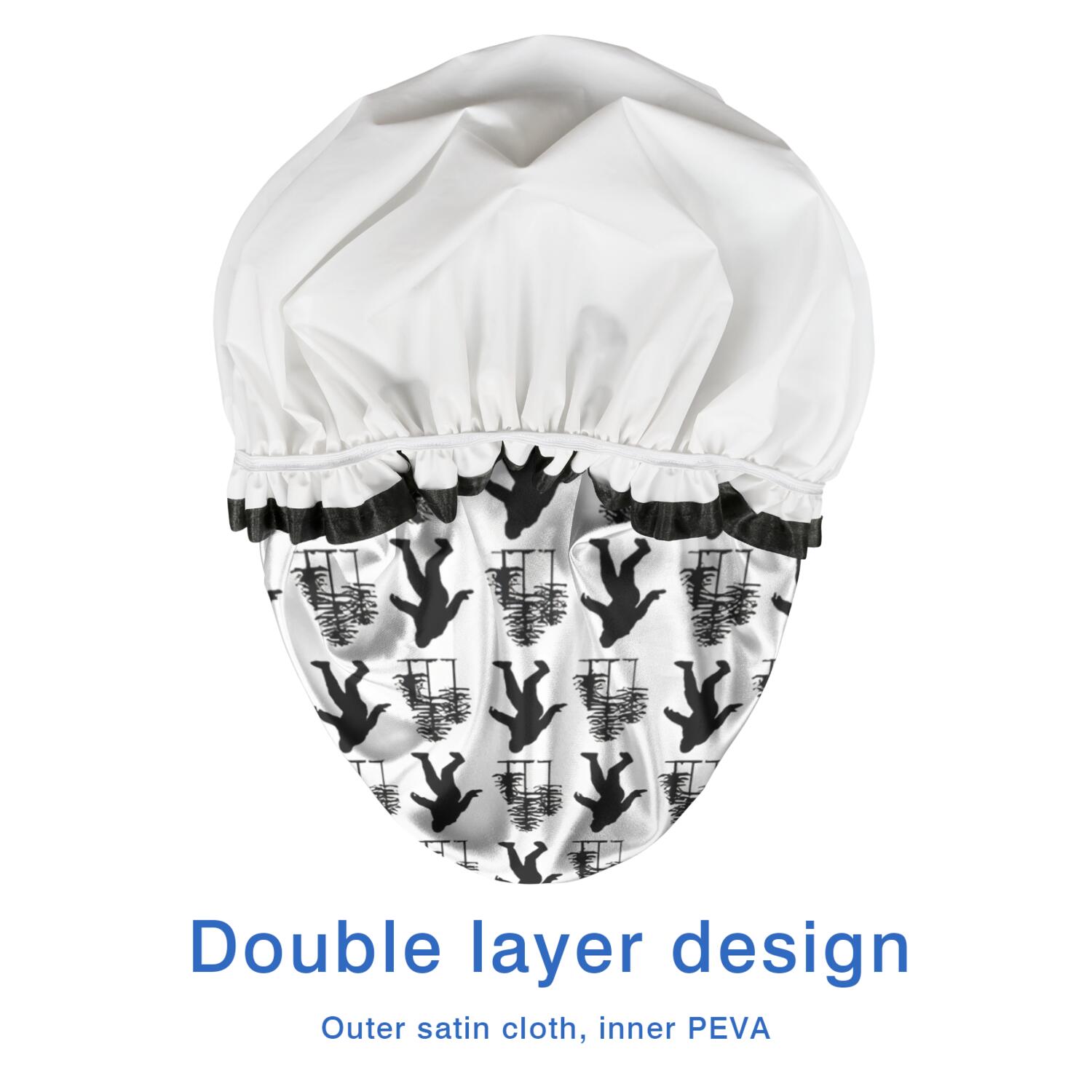 Shower Caps,White Bigfoot and Tree Pattern Waterproof Shower Cap for Women 4 Pieces,Double Reusable Hair Cover for Shower PEVA Elastic Stretch Hem