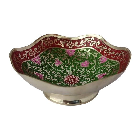 diollo Decorative Dry Fruit Bowl Brass Bowls Christmas Gift | Color: Green | Dia: 3.5 Inch