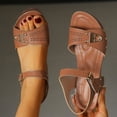 thumbnail image 5 of Platform Heels for Women Comfy Arch Support Open Toe Heeled Sandals Trendy Metal Decor Splice Leather Summer Dress Pumps Shoes Brown Size 9, 5 of 8