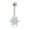 White, variant on AVORA 10K Yellow Gold Simulated Opal Flower Belly Button Ring Body Jewelry (14 Gauge)