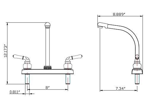 Dura Faucet Classical Hi-Rise Kitchen Faucet for RVs- Chrome Polished