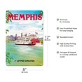 thumbnail image 2 of Memphis Tennessee - United Airlines - Mississippi River Paddlewheel Boat - Vintage Airline Travel Poster by Michael Hagel c.1970s - 8 x 12 inch Vintage Metal Tin Sign, 2 of 4