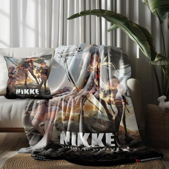 Throw Blanket and Pillowcase Set For Goddess of Victory Nikke Thin Bed Couch Decor Kids Adult Nap Micro Fleece Fuzzy Blankets Bedroom Car All Season Birthday Gifts 30×40 inch